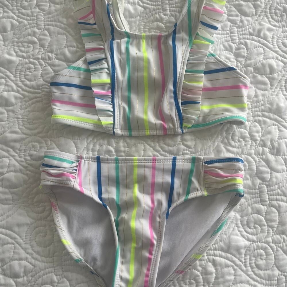 Girls striped bikini swimsuit cat & Jack size medium 7/8